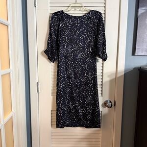 NICOLE FARHI Navy and White • Bat Wing Sleeve • Size 6